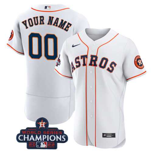 Men%27s Houston Astros Active Player Custom White 2022 World Series Flex Base Stitched Baseball Jersey